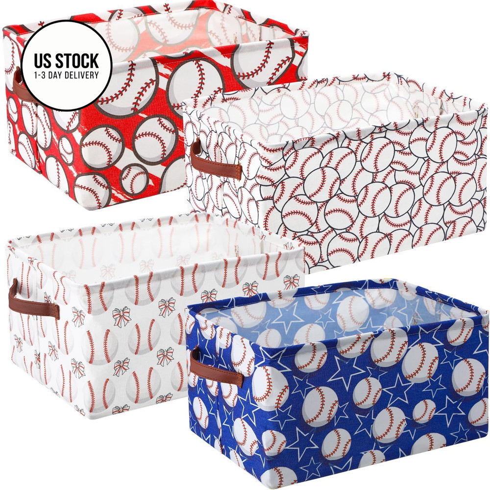 Boao 4 Pack Baseball Storage Baskets for Gifts Empty Yellow, Multicolor