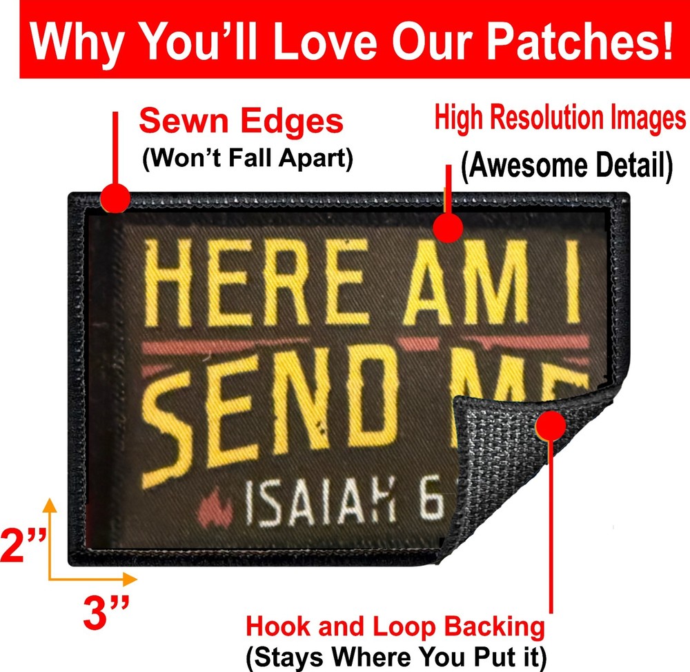 Here I Am Send Me Morale Patch | Isaiah 6:8 Bible verse patch | Hook and Loop