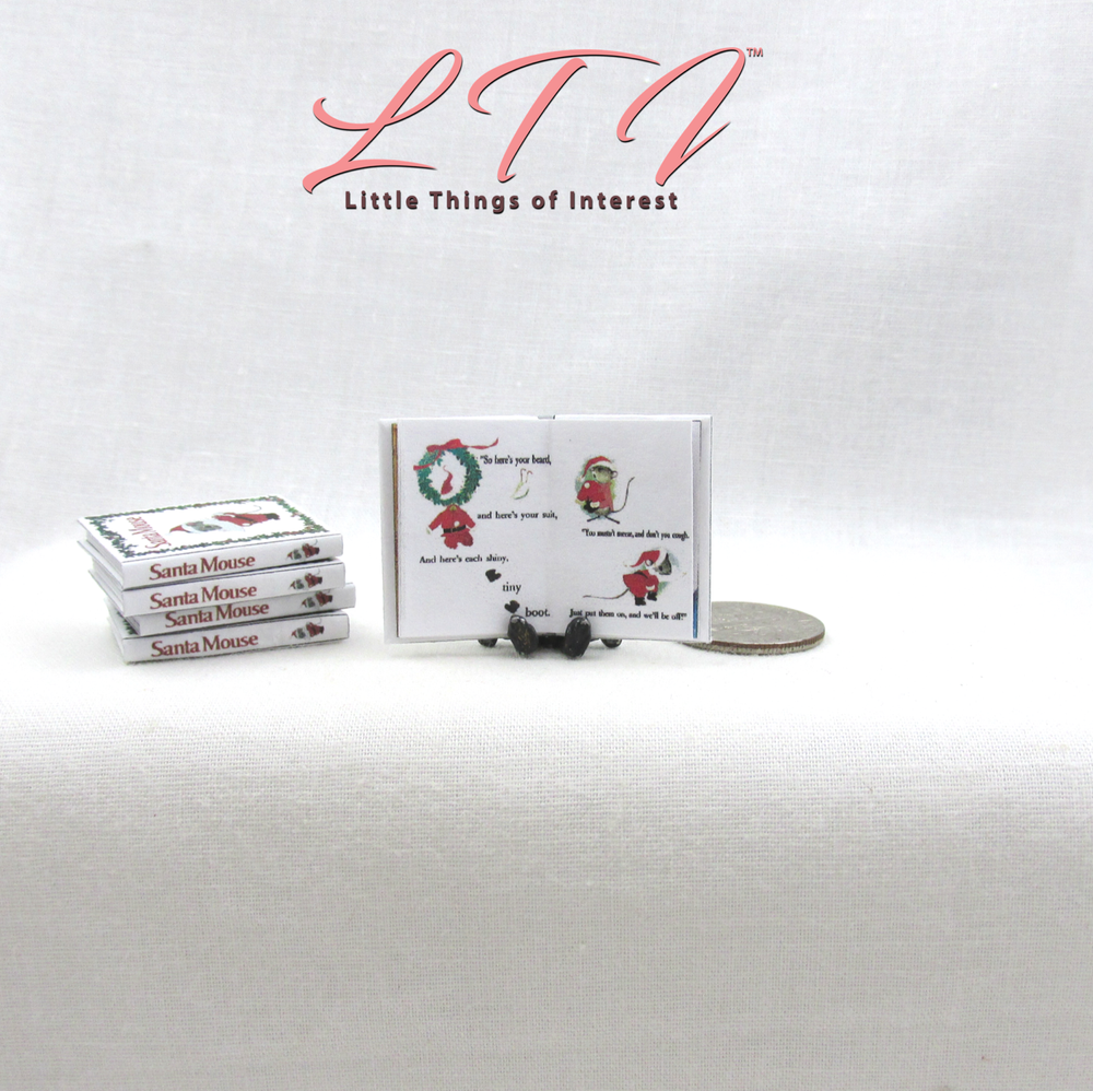 SANTA MOUSE 1:12 Scale Miniature Readable Illustrated Book