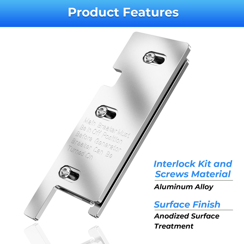 Billet For Square D 200A Panel Main Breaker Horizontal Generator Interlock Kit