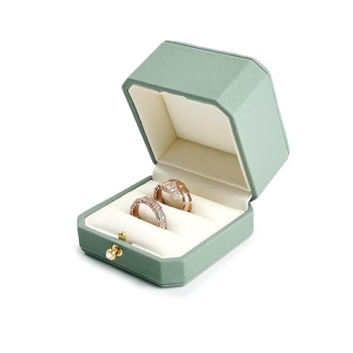 PU Double Dual Ring Box PU Leather Double Ring Gift Box Double Ring Box Green