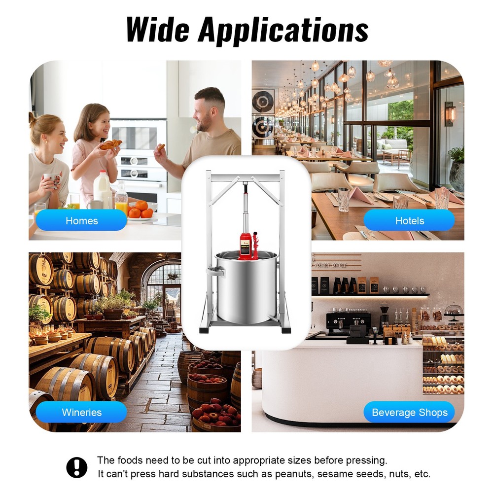 Fruit Press Crusher Grinder Apple Juice Wine Cider & Hydraulic Jack Fruit Press