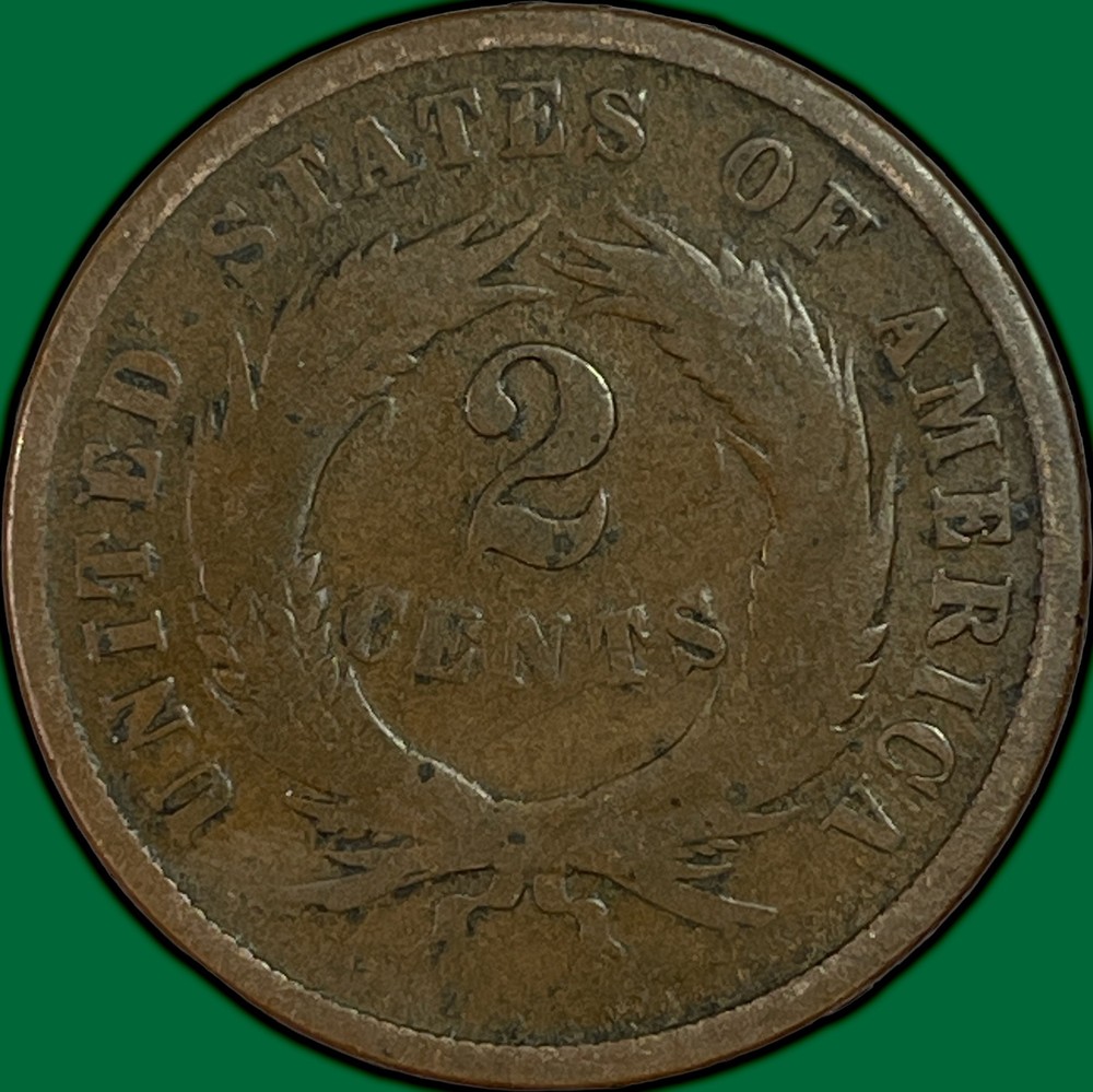 1865 Two Cent Piece Good G Coin #38334