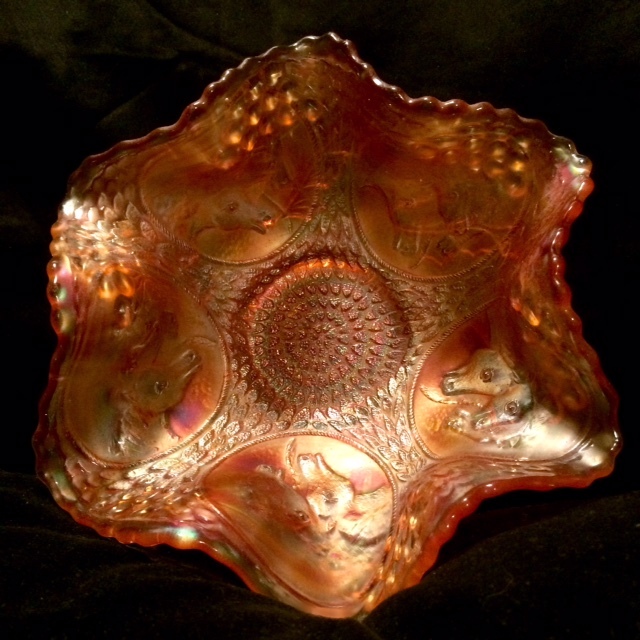 Carnival Amber glass dish