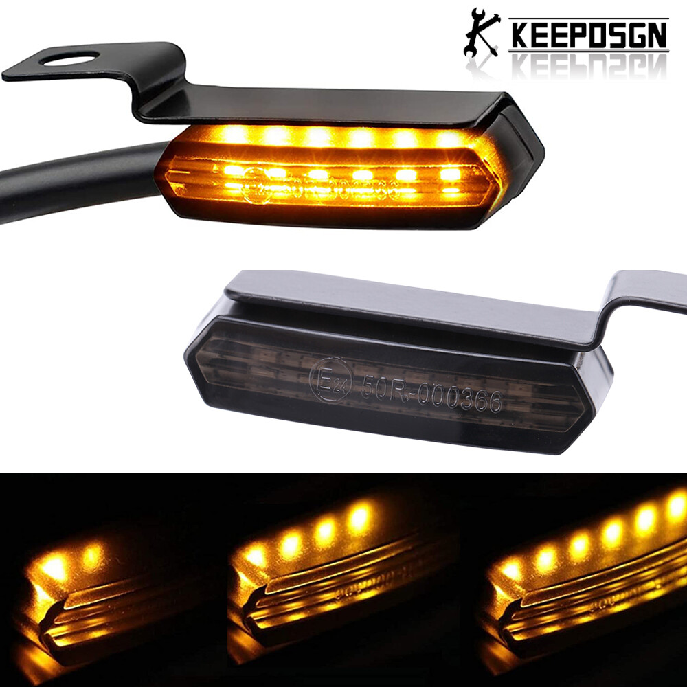 Motorcycle Sequential LED Turn Signals Flowing Mini Handlebar Light For Harley