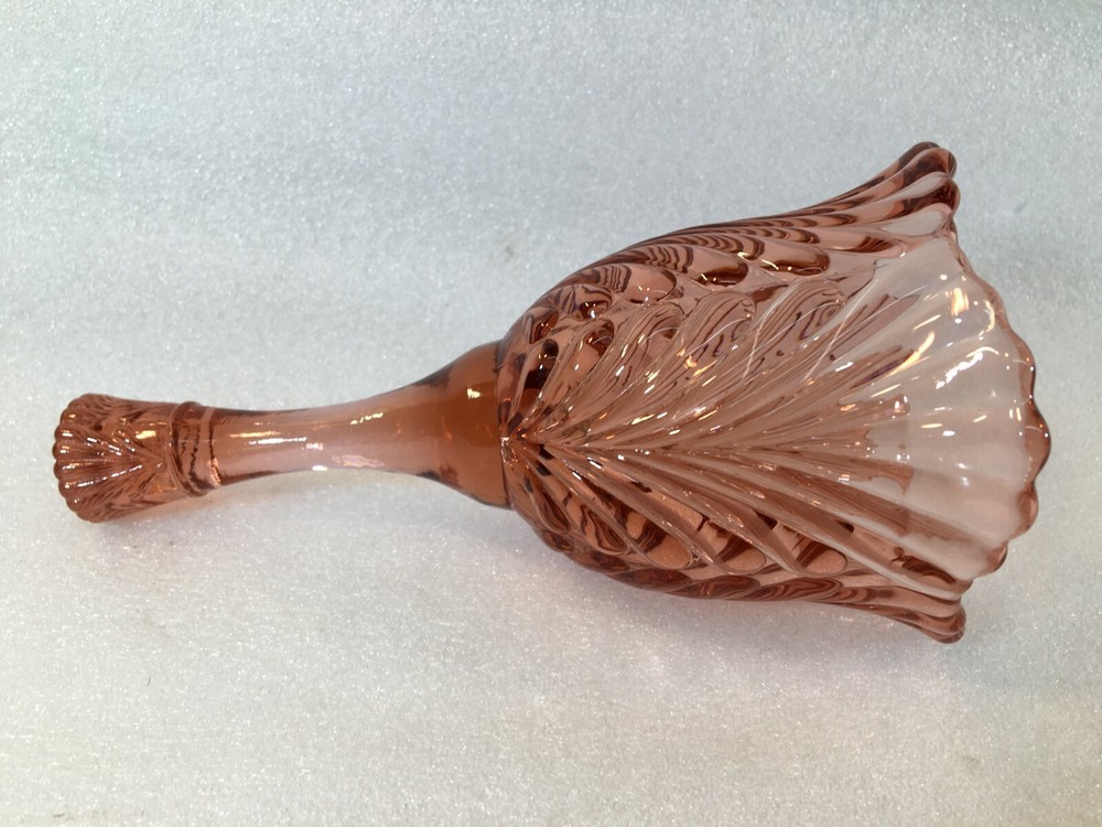 Pink Glass Bell Leaf Design Scalloped Rim