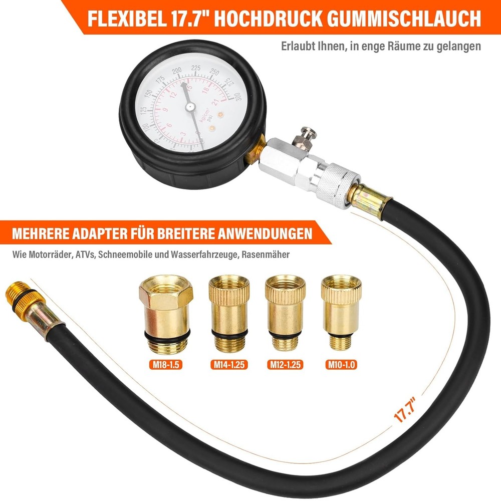 10 Pieces Engine Compression Tester kit with Spark Plug Tester and Metric Imperi
