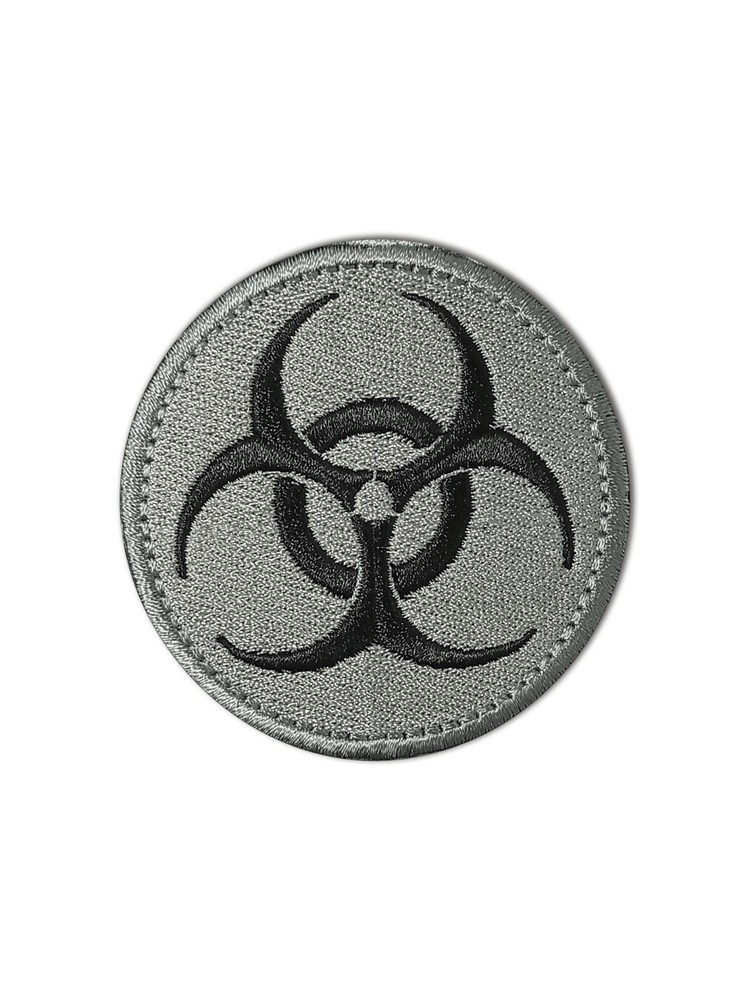 Biohazard Design Gray - Embroidered Patch 2.5" - Hook and Loop - Tactical Patch