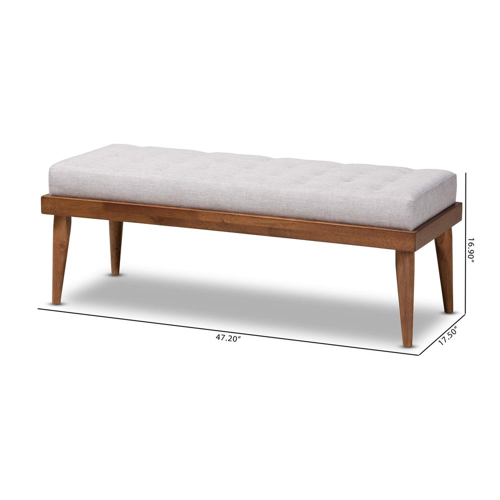 Baxton Studio Benches, One Size, Grayish Beige/Walnut