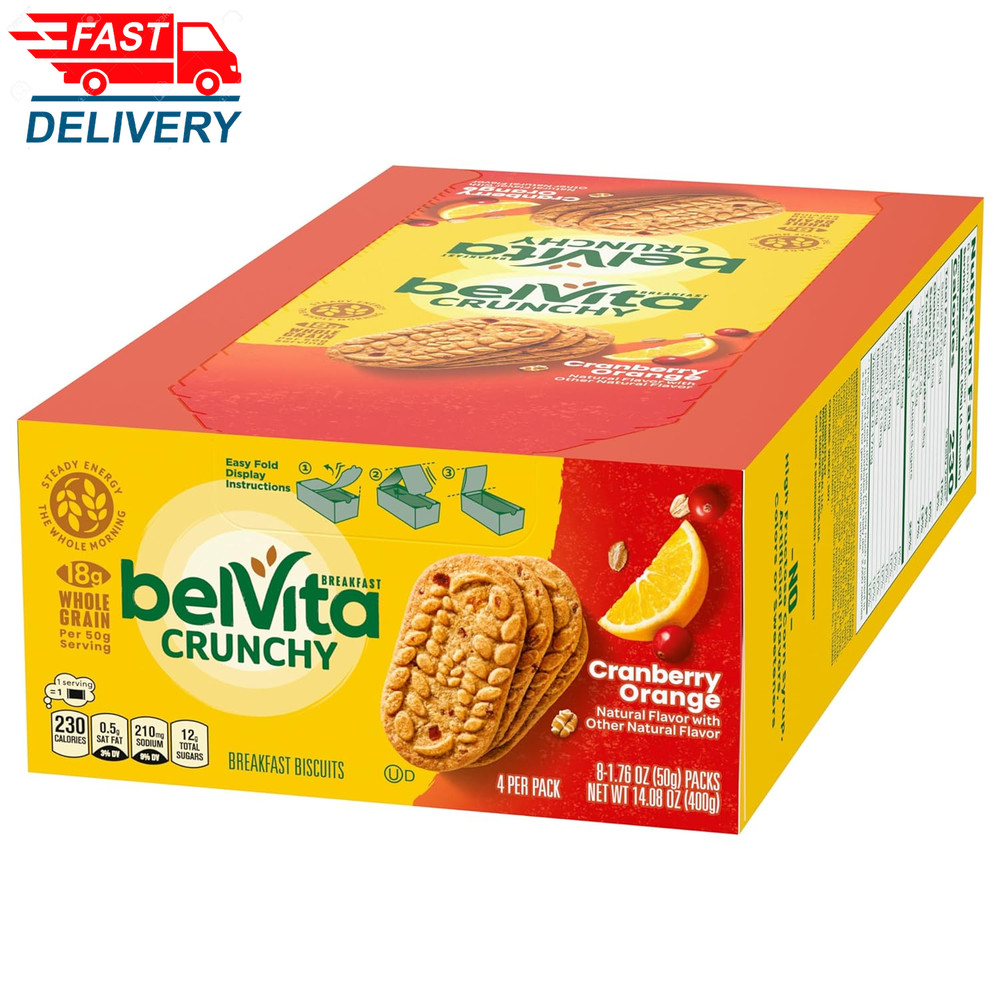 Breakfast Bars Biscuits, Cranberry Orange, 8 Packs (4 Biscuits per Pack)