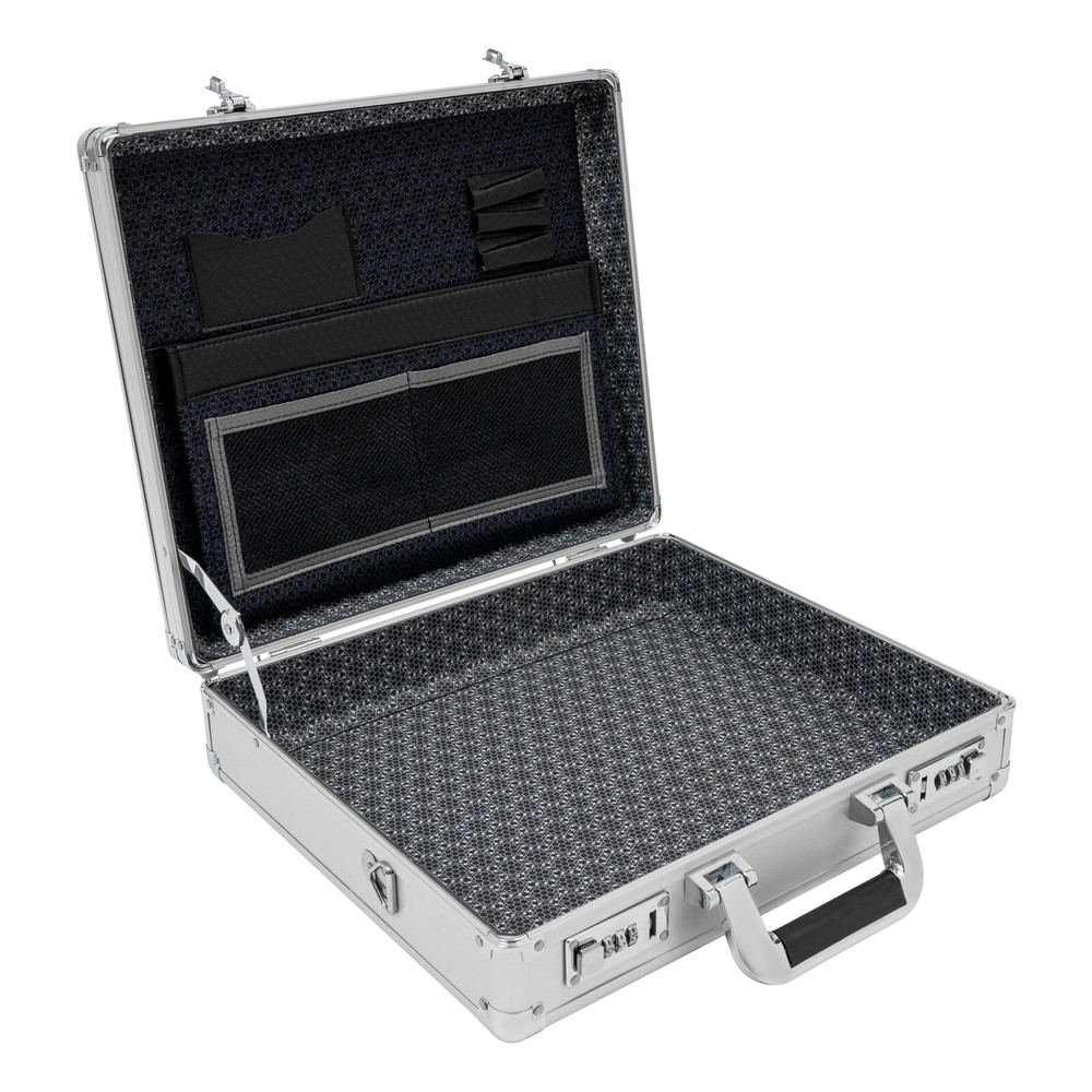 Silver Aluminum Flight Case Hard Men Locking Briefcase Safety Toolbox Office
