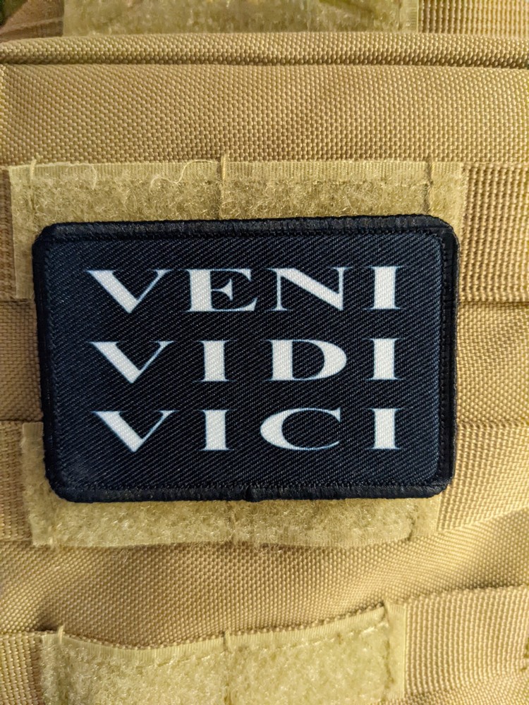 morale patch VENI VIDI VICI Julius Caesar quote 2"x3" hook & loop tactical edc