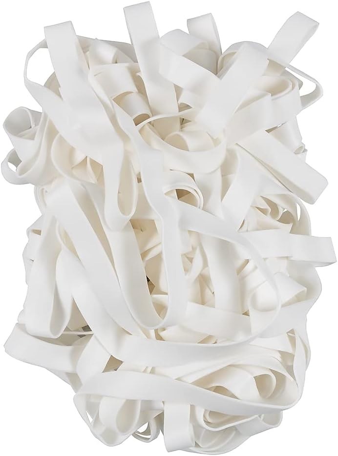 Durable Rubber Bands - Size 107 - White Multi-Purpose Rubberbands - 50/Pack
