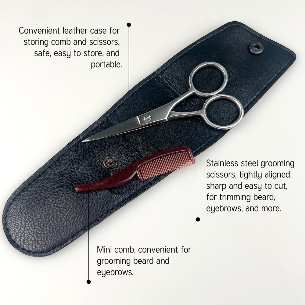 Mustache Grooming Set Precision Mustache Scissors and Comb Kit for Men Idea...