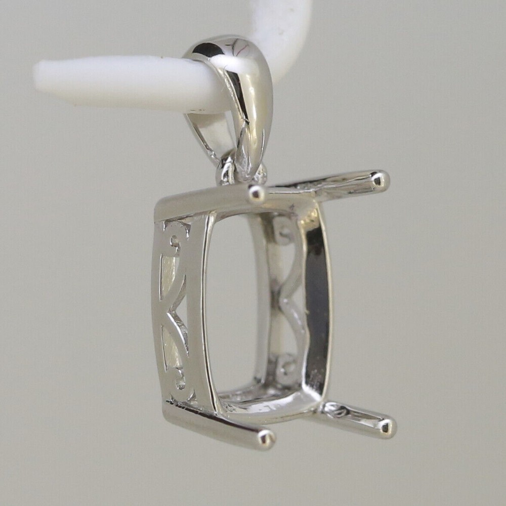 Sterling Silver Semi Mount Pendant Setting Cushion CU 10x8mm