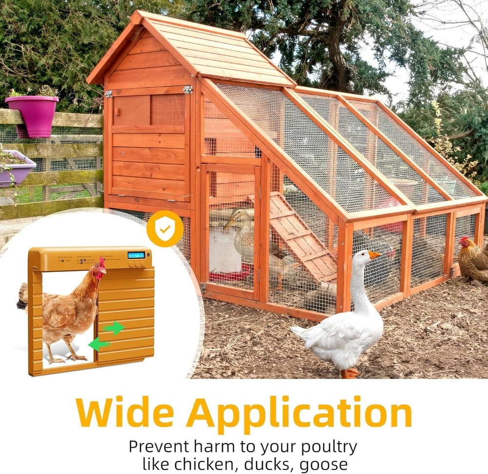 Automatic Chicken Coop Door Battery & Adapter Powered with Timer & Light Sensor