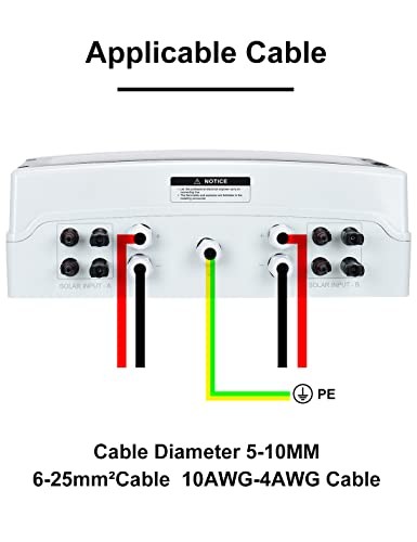 PV Solar Combiner Box with Lightning Surge Protector 4 String 2 Out 25 Amp