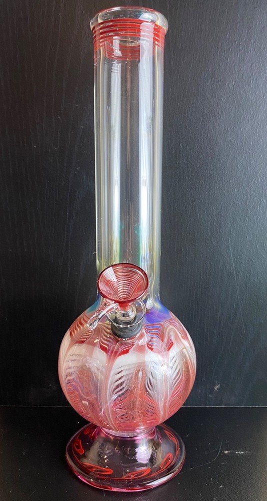 Green Glass Water Pipe 12” Tall & 1.5” diameter with 9mm Pull Bowl