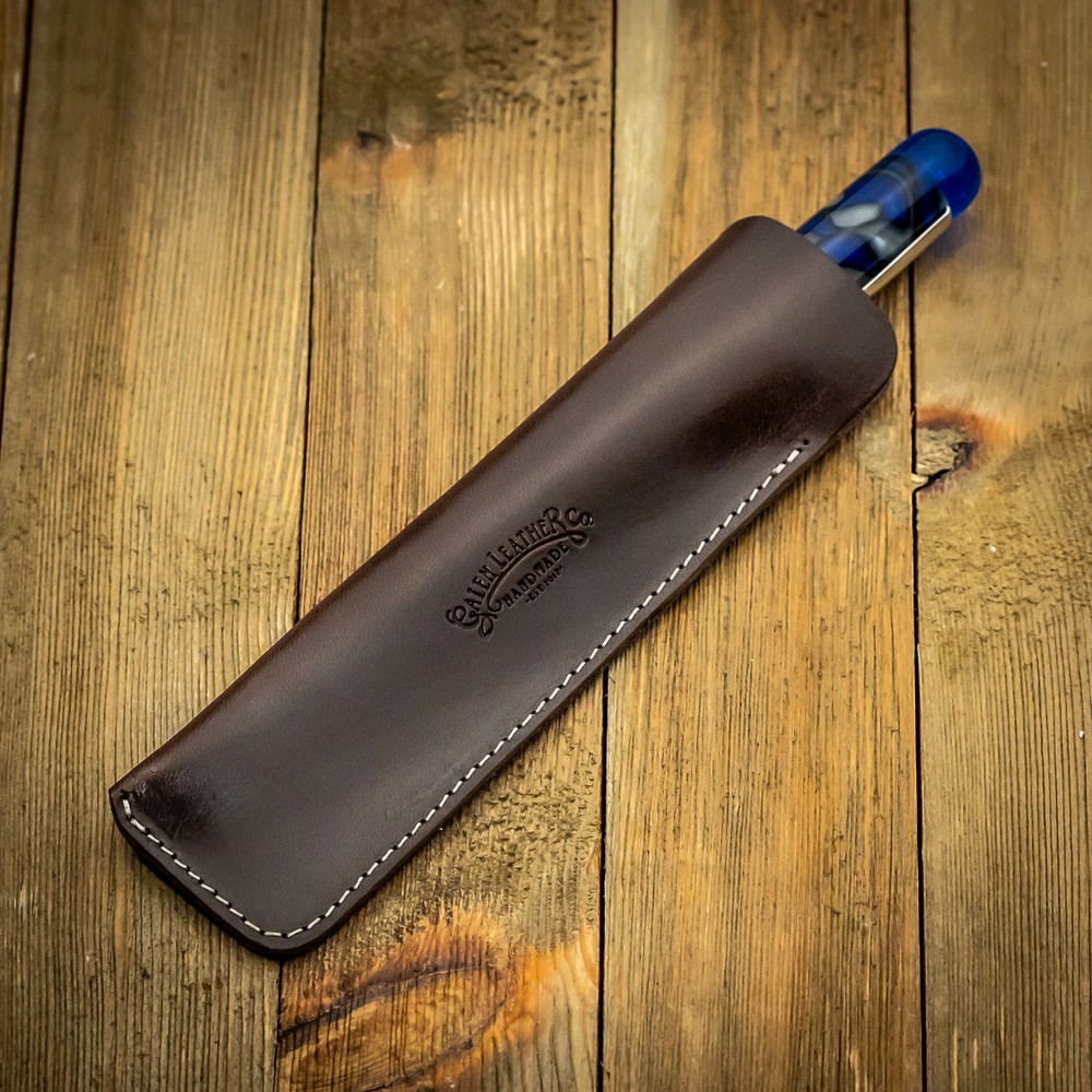 Galen Leather Single Pen Case in Brown - NEW
