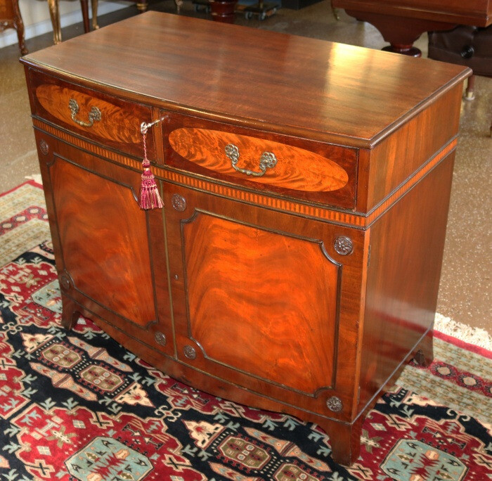 Schmieg & Kotzian Mahogany Inlaid Demi-Lune Commode Buffet Server