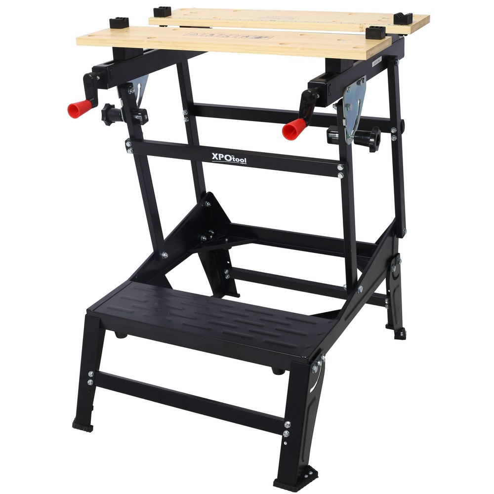 Foldable Workbench with Adjustable Jaws Vertical Clamping 4 Rotating Pins