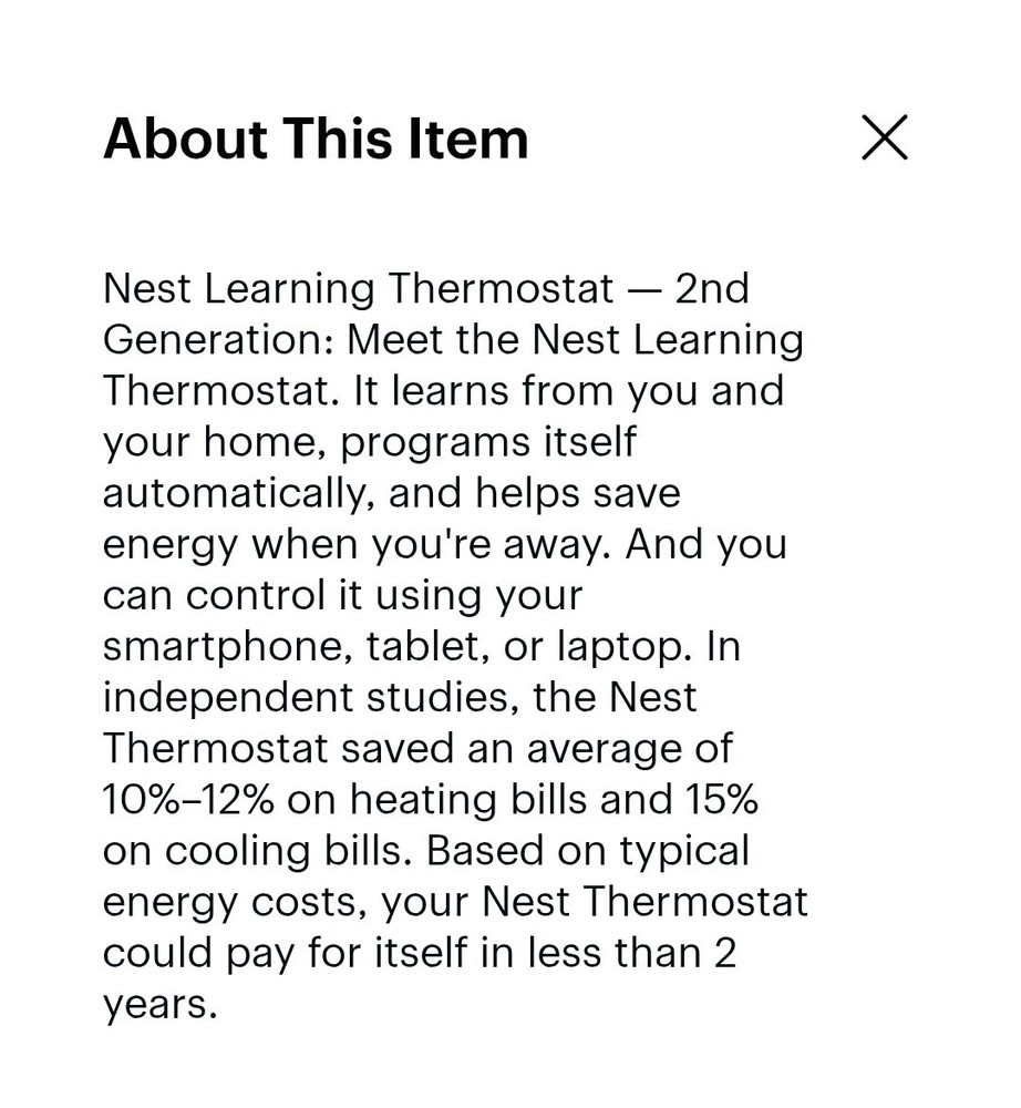 Nest 2nd Generation Learning Thermostat With Mount