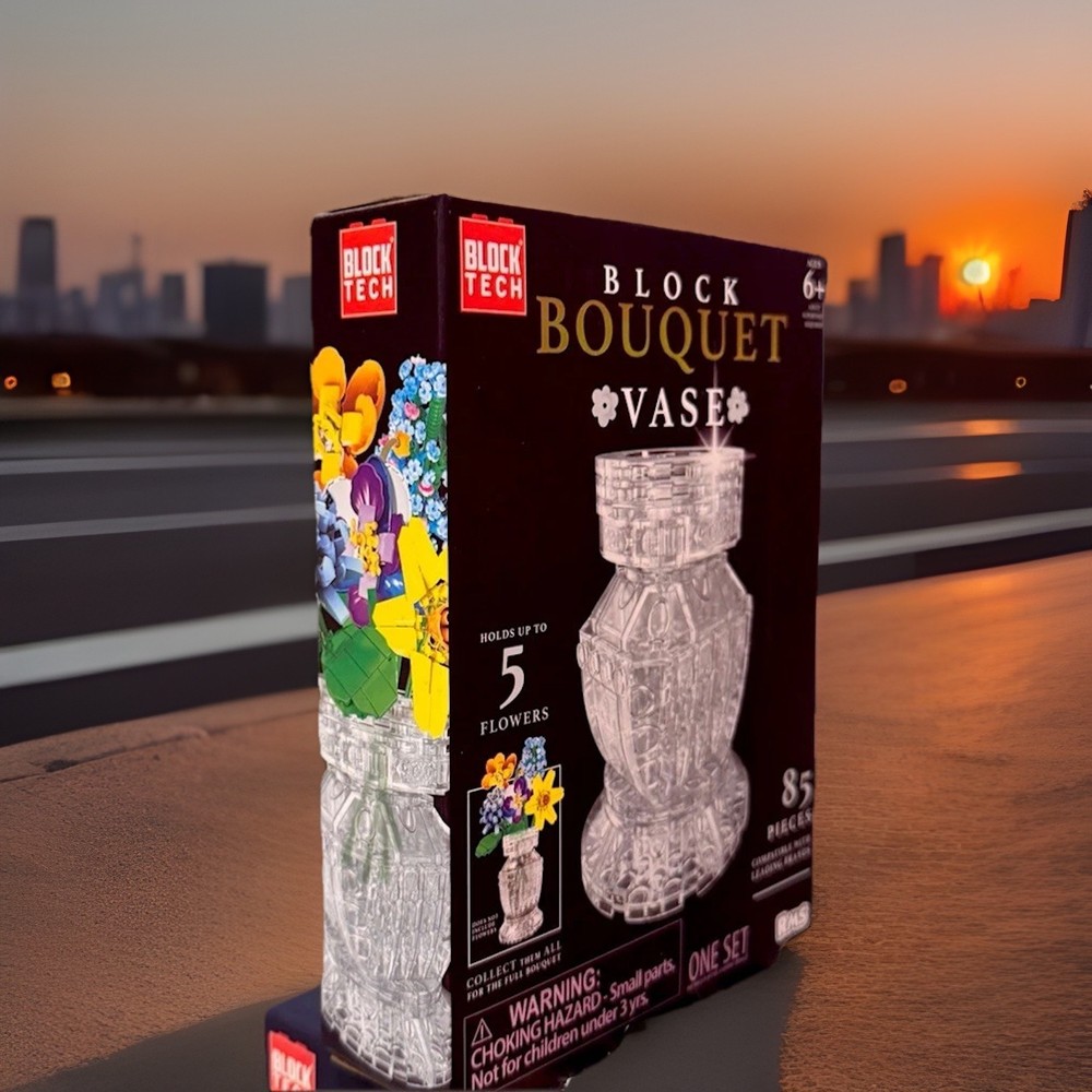 Block Tech Bouquet Vase 85 Pieces Crytsal Building Blocks NIB!