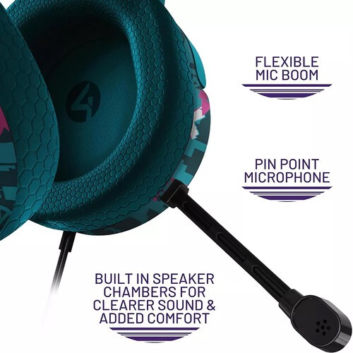 PC Accessory: Wired Headset - 4Gamers C6-100 GLITCH - Teal: Compatible with PC,