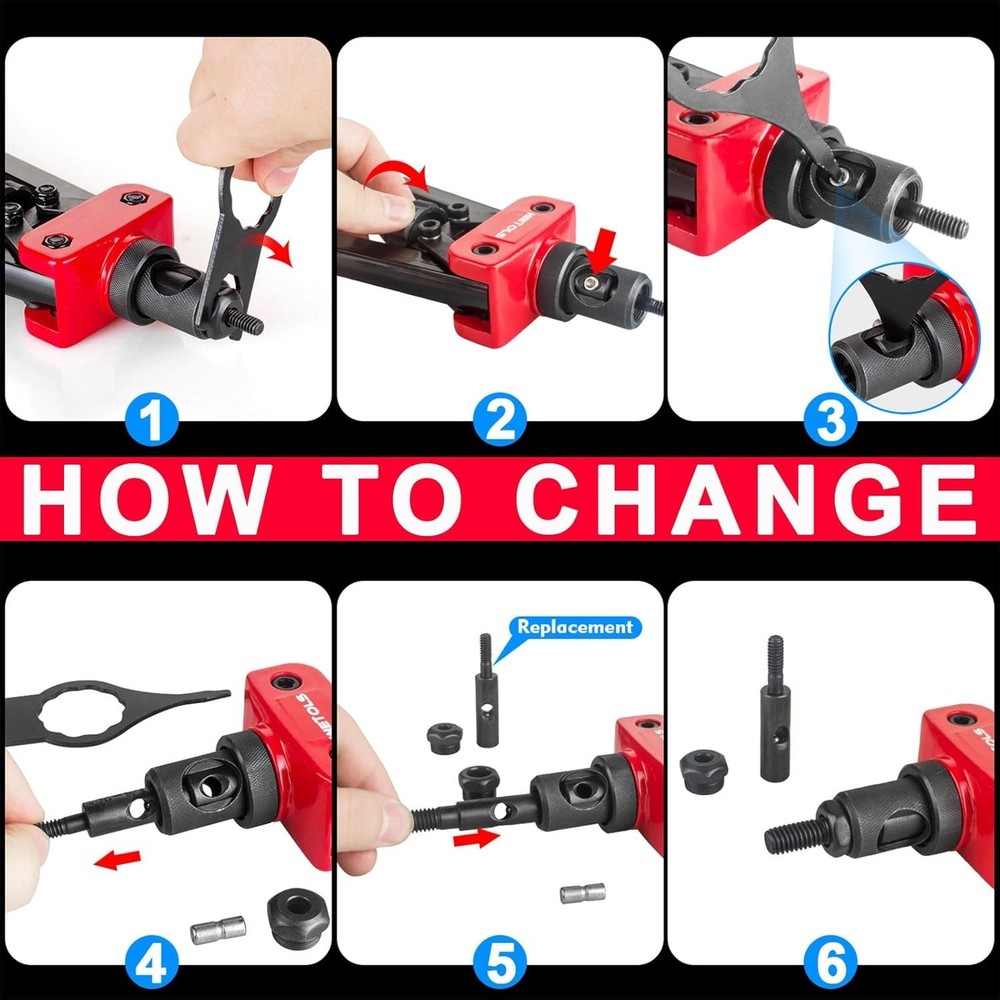 Durable Rivnut Tool Kit for Easy Riveting with Interchangeable Mandrels