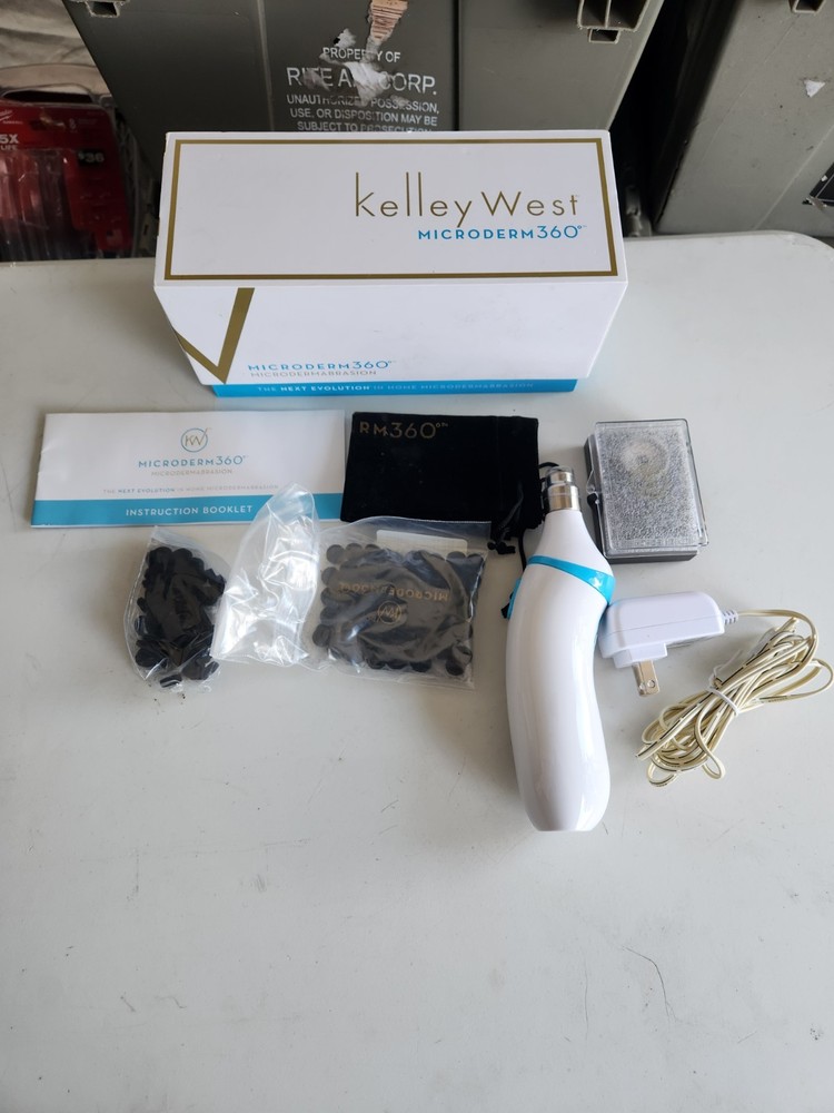 Kelley West Microderm360 Diamond Microdermabrasion Tool Electric White Blue