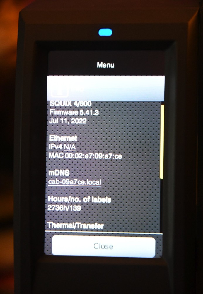 Squix 4/600 Thermal Barcode Label Printer 5977002 Cab