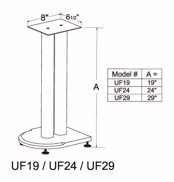 VTI UF Series Pair Speaker Stands 24", Silver !!!