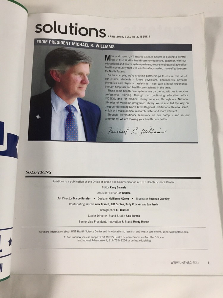 Solutions UNT Healt Science Center April 2018 Volume 3 Issue 1