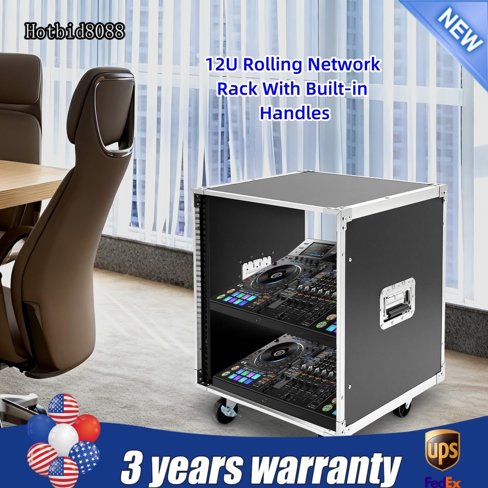 12U Rolling Network Server Data Cabinet Enclosure Rack Built-in Handles w/ Wheel
