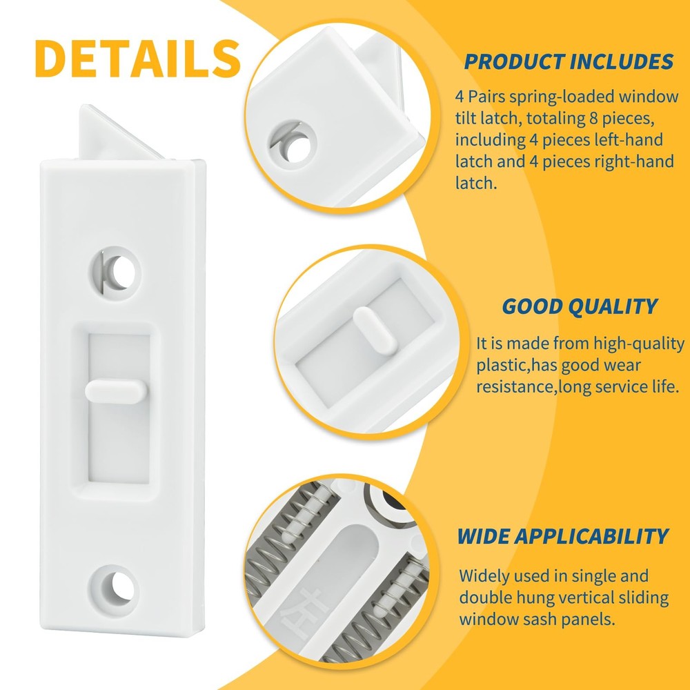 8 Pcs Window Latch Locks Spring Loaded Tilt 8 PCS, White