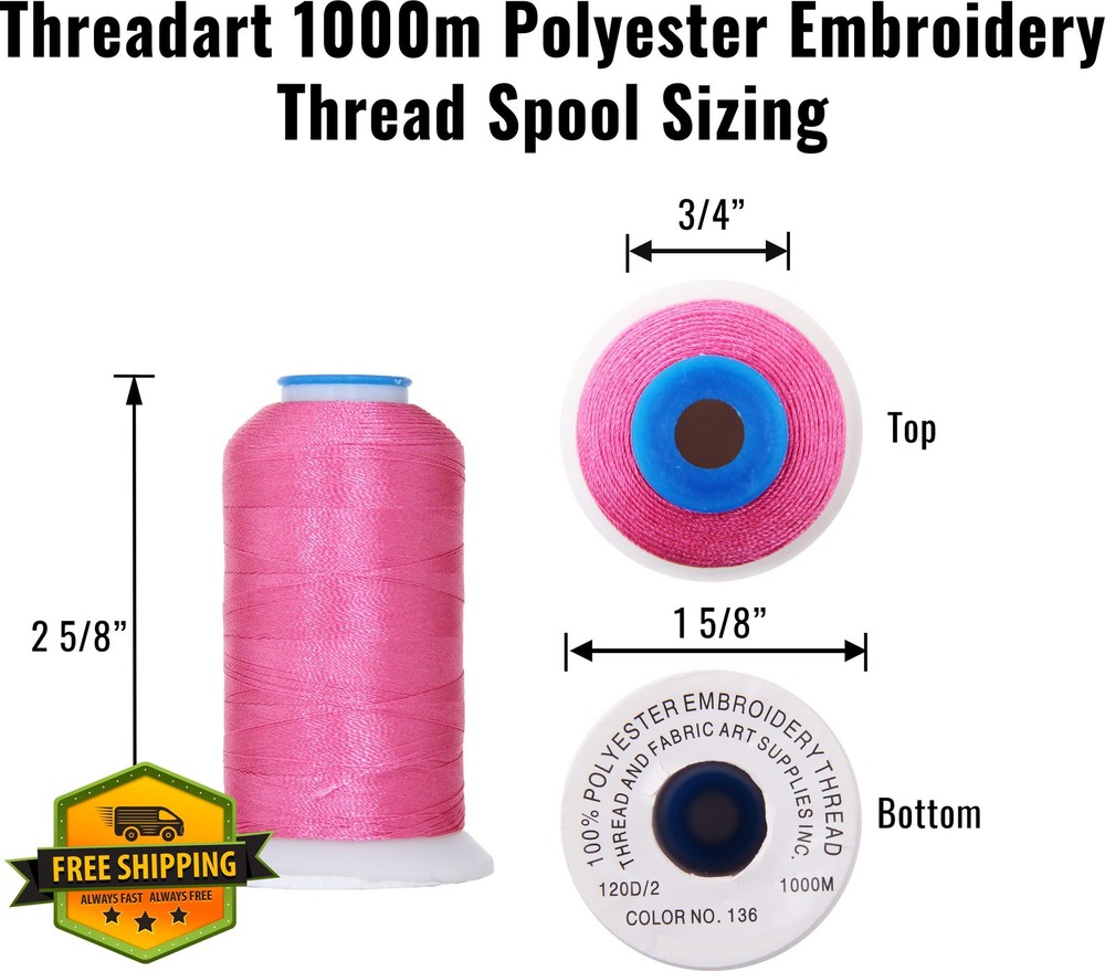 Threadart Embroidery Thread Memphis Belle 1000M Spool Polyester 40wt