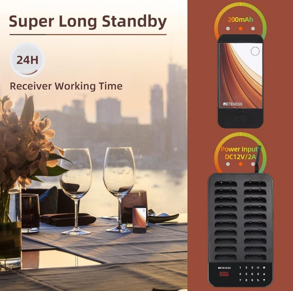 Restaurant Pager, Queue Wireless Calling System, 1640ft Working Distance TD173