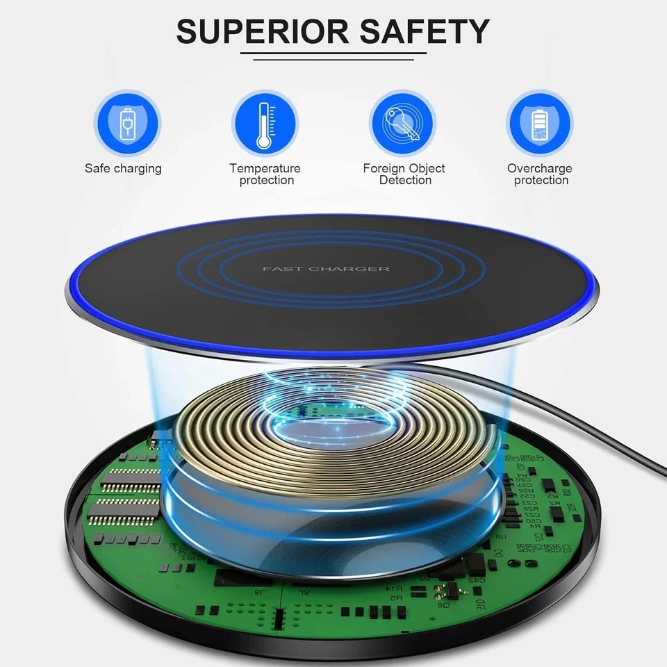 Wireless Fast Charger Charging Pad Dock for Samsung iPhone Android Cell Phone