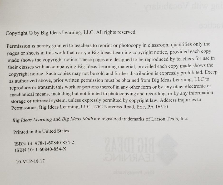 BIG IDEAS MATH Algebra 2: Common Core Student Edition (2-book set) 2019