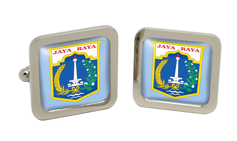 Jakarta (Indonesia) Square Cufflink in Chrome Box