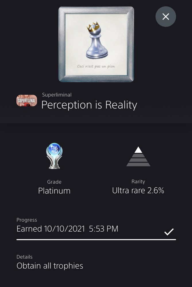 PlayStation Platinum Trophy Service Superliminal