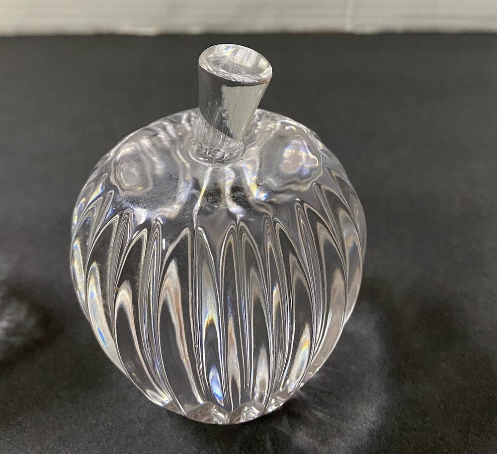 CRYSTAL CLEAR RIBBED APPLE AND PEAR PAPERWEIGHTS