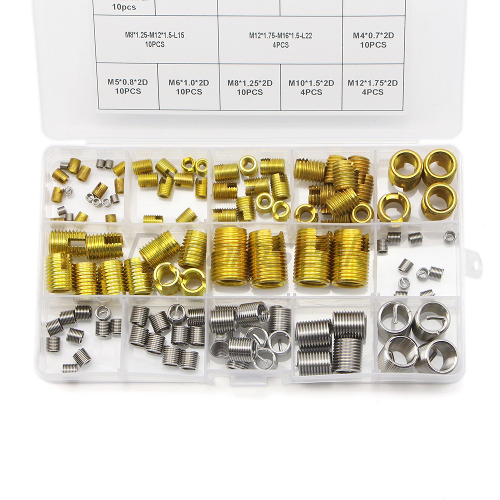 116pcs Helicoil Thread Insert Self Tapping Threaded Inserts Kit Stainless Steel