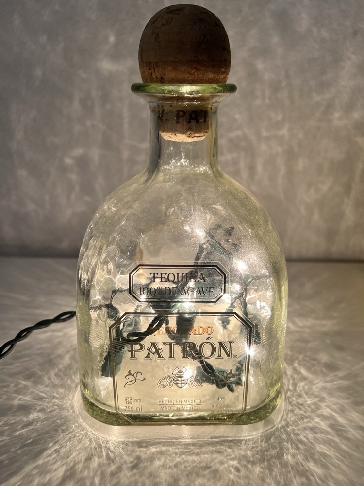 Patron Tequila Bottle With Cork Empty Custom Light Lamp