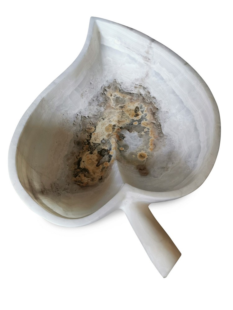 White Onyx Leaf Bowl Vase Ø 50Cm