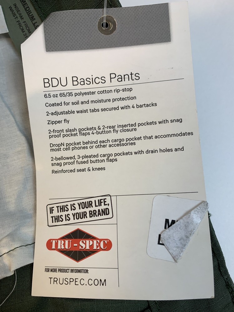 Tru Spec BDU Basics Pants Men OD Green