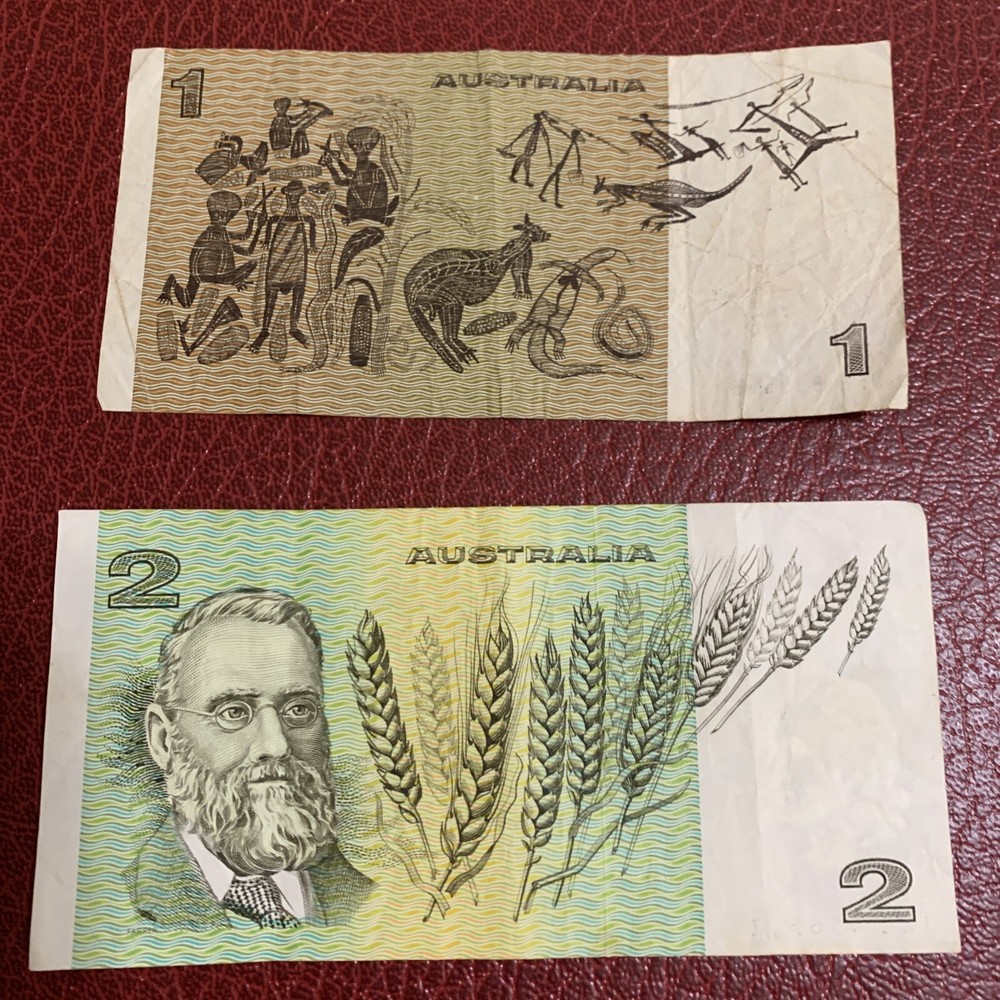 Australia 1983 $1 And 1985 $2 Banknotes- 2 Pcs