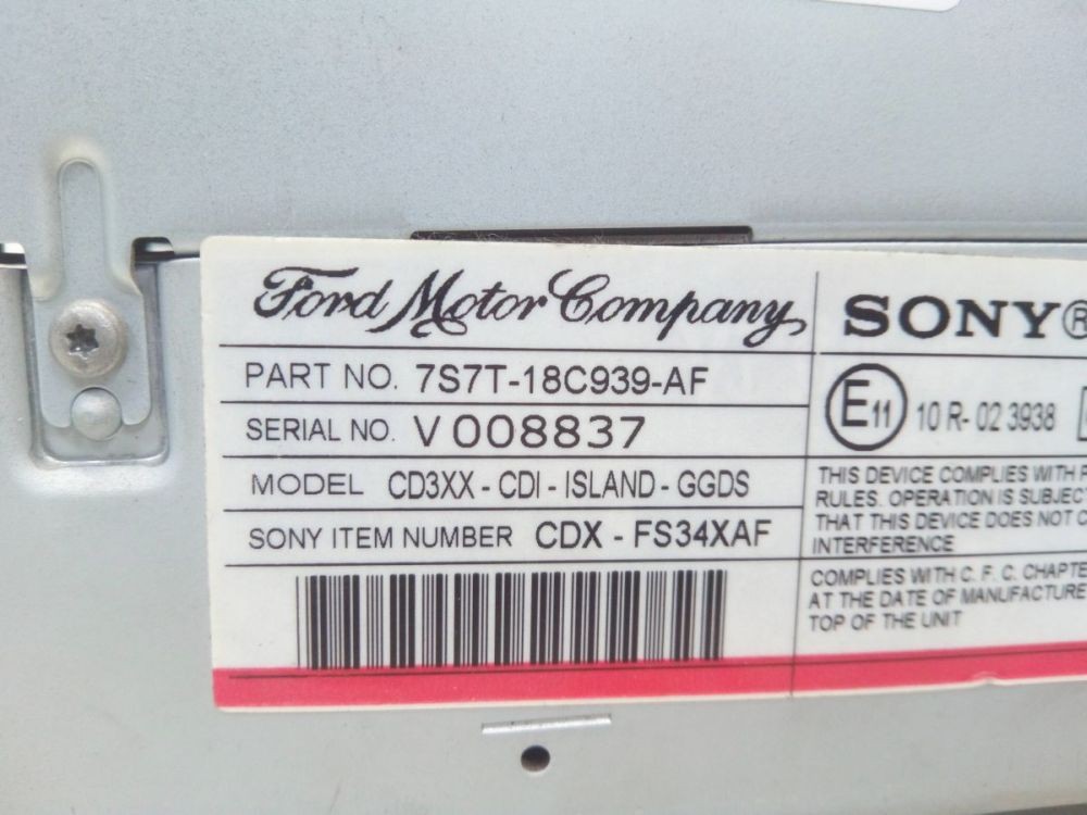 Radio/CD Changer Combination *CODE not present. Fits Ford Mondeo IV