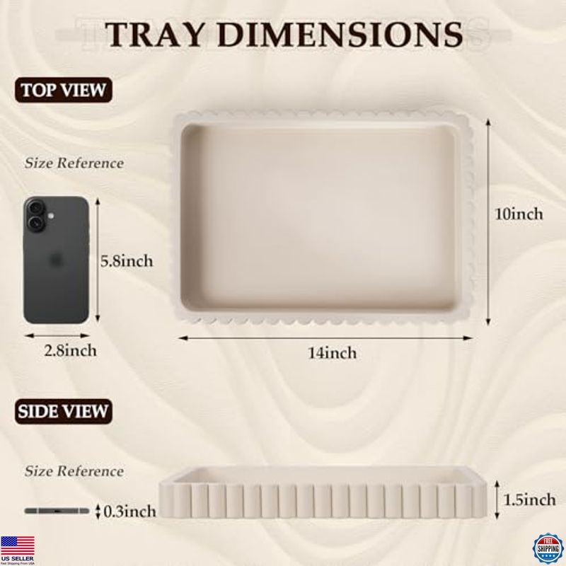 14" Gray Concrete Decorative Tray - Modern Rectangular Centerpiece for Living
