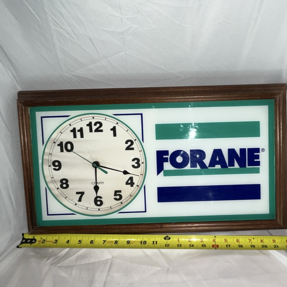 Chapin Rectangular Quartz Advertising Wall Clock White Green Blue Brown 1994